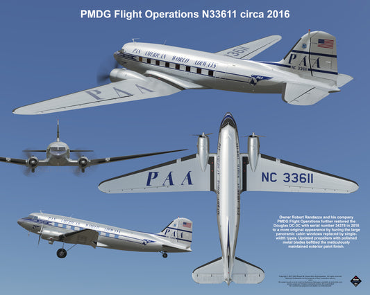Design 2 (20" x 16") Douglas DC-3 34378 PMDG Flight Operations N33611 2016