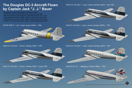 Design 4a (30" x 20") The Douglas DC-3 Aircraft Flown by Captain Jack “J. J.” Bauer