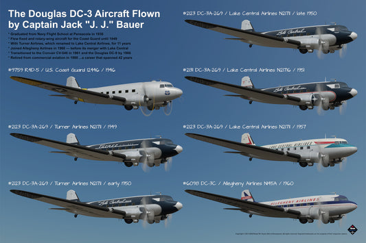 Design 4c (30" x 20") The Douglas DC-3 Aircraft Flown by Captain Jack “J. J.” Bauer