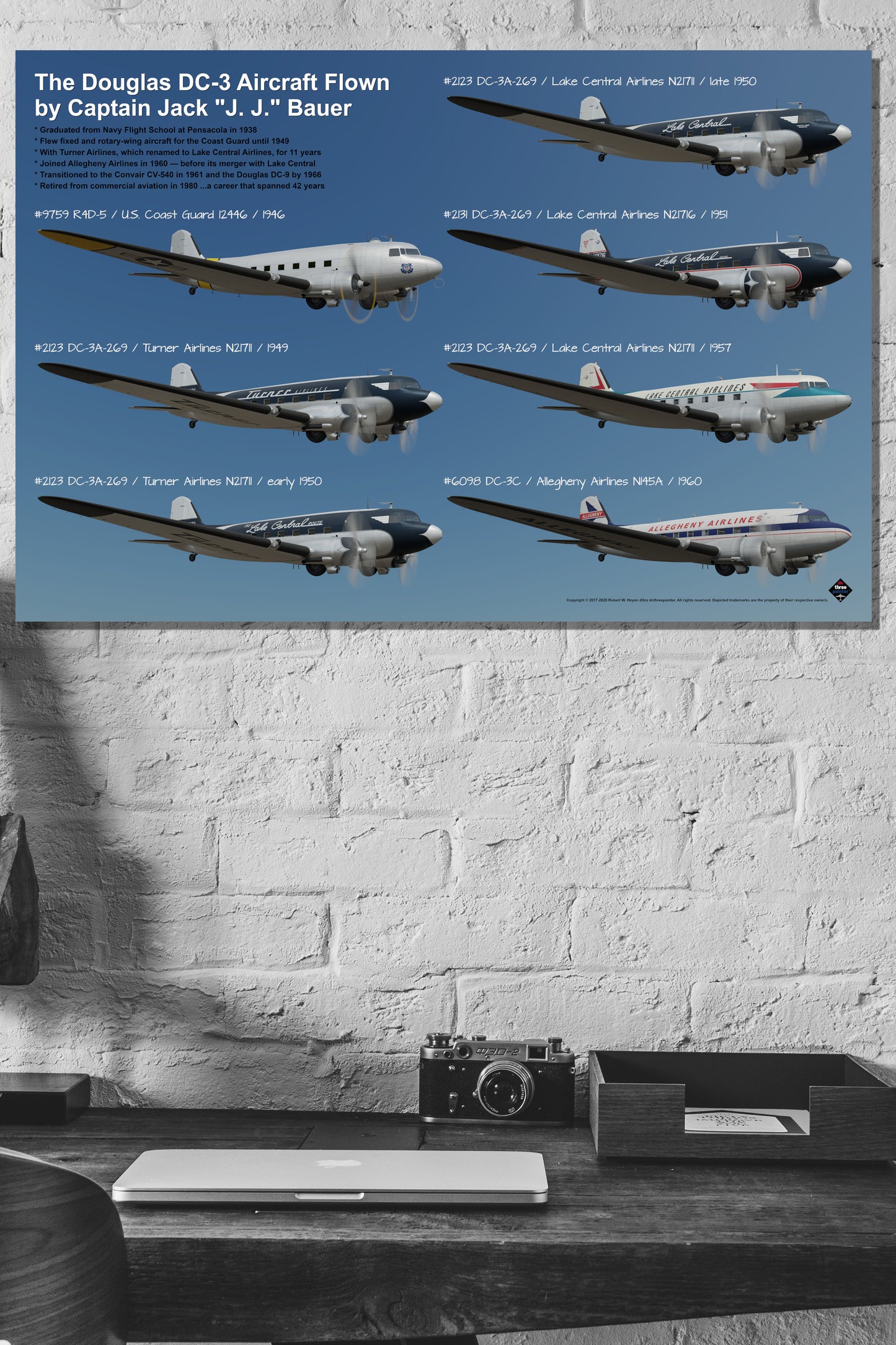 Design 4c (30" x 20") The Douglas DC-3 Aircraft Flown by Captain Jack “J. J.” Bauer