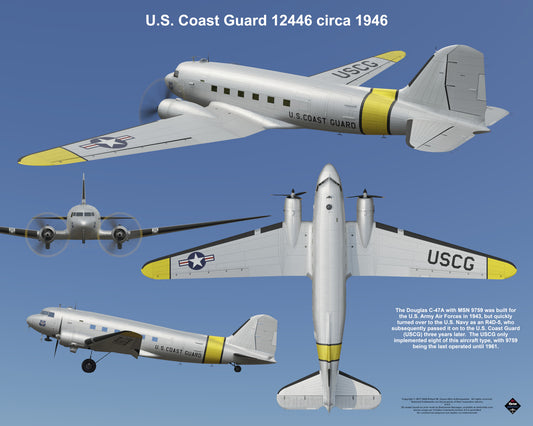 Design 2 (20" x 16") Douglas R4D 9759 U.S. Coast Guard 12446 1946